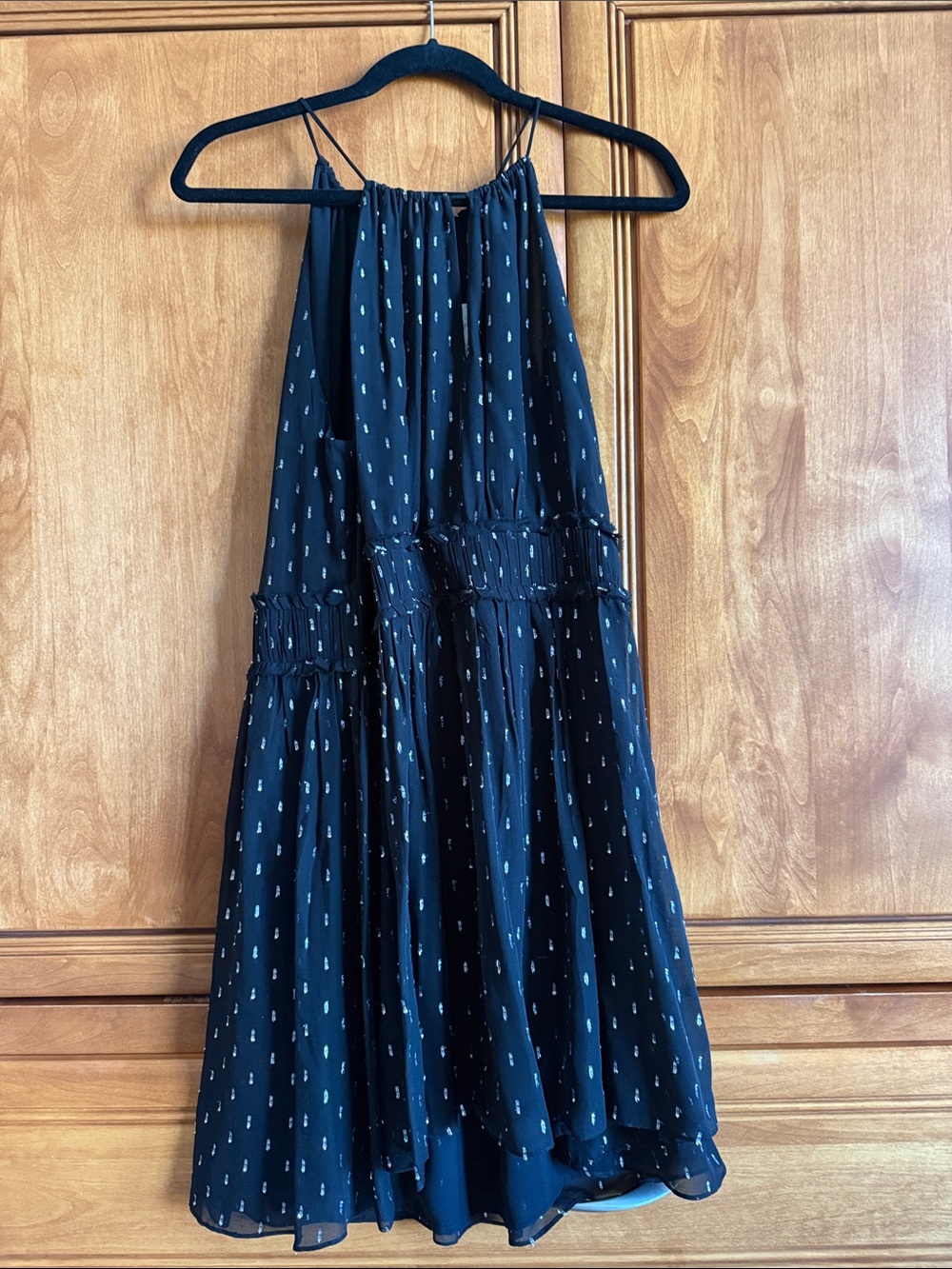 Joie Black Silk Dress with Silver Accents